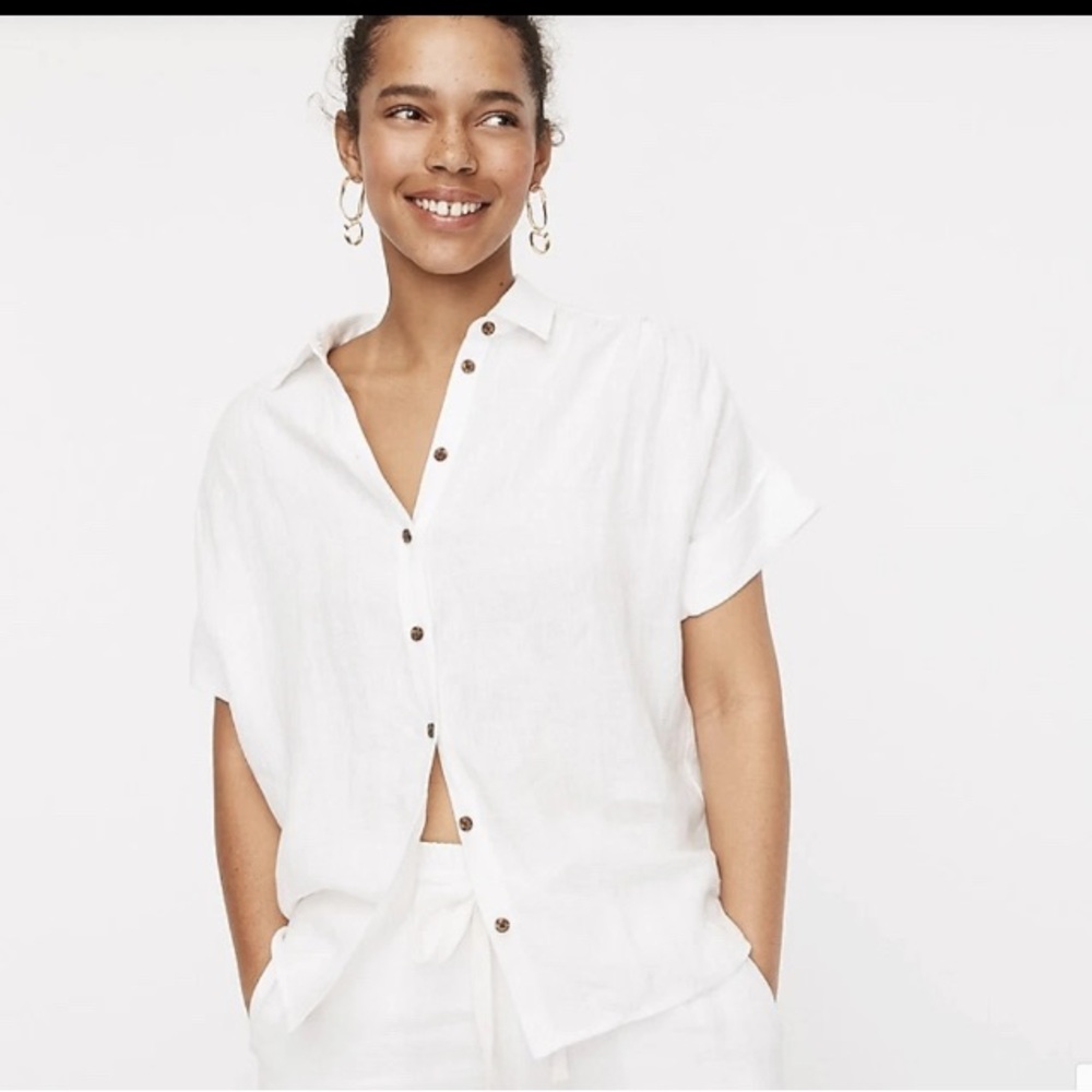 J CREW Relaxed-fit short-sleeve Baird McNutt Irish linen shirt